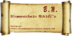 Blumenschein Miklós névjegykártya